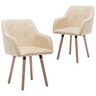 Lot de 2 chaises de salle à manger cuisine design moderne tissu crème CDS020449