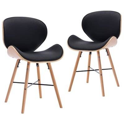 Lot de 2 chaises de salle à manger cuisine design moderne synthétique noir et bois courbé CDS020852 - CDS020852 - 3001133699786
