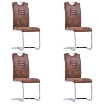 Lot de 4 chaises de salle à manger cuisine design moderne synthétique daim marron CDS021730 - CDS021730 - 3000016391533