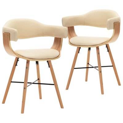 Lot de 2 chaises de salle à manger cuisine design moderne synthétique et bois courbé crème CDS020426 - CDS020426 - 3001088499783