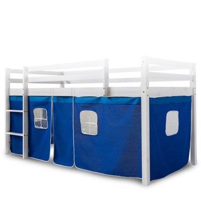 Toile rideau pour lit mezzanine ou surélevé en coton bleu APE06054 - APE06054 - 3001102069602