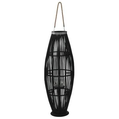 Bougeoir suspendu ou sur pied porte-bougie bambou naturel décoration extérieur Noir hauteur 95 cm DEC020006 - DEC020006 - 3000051931305