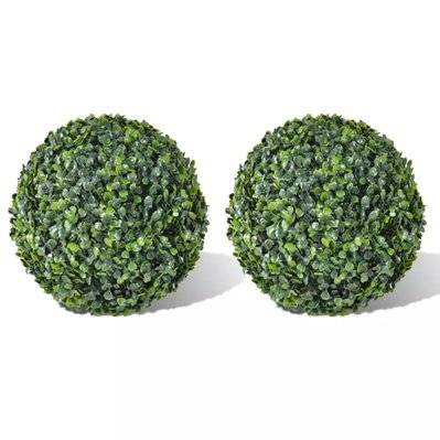 Plante artificielle boules de buis décoration intérieur ou extérieur 2 pièces 35 cm DEC022055 - DEC022055 - 3001331069602