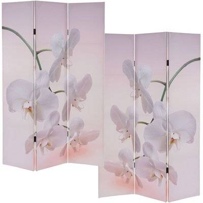 Paravent 3 panneaux pans séparateur de pièce 180x120cm motif orchidee PAR04015 - par04015 - 3000104770813