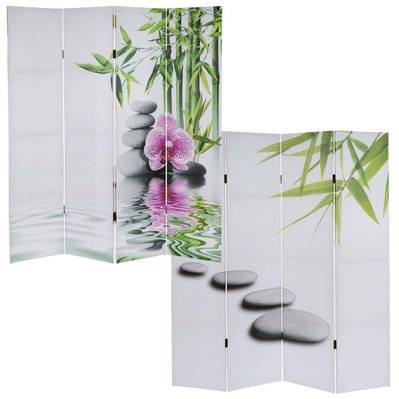 Paravent 4 panneaux pans séparateur de pièce 180x160cm motif orchidee PAR04009 - par04009 - 3000104010339
