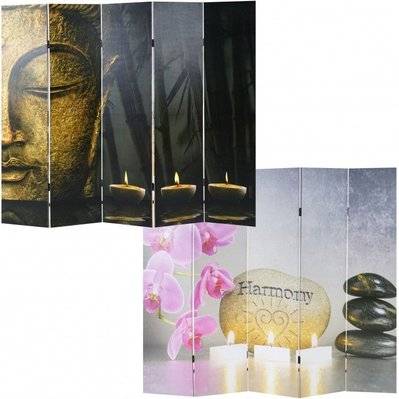 Paravent 5 panneaux pans recto bouddha verso harmony 180x200cm PAR04023 - par04023 - 3000010524562