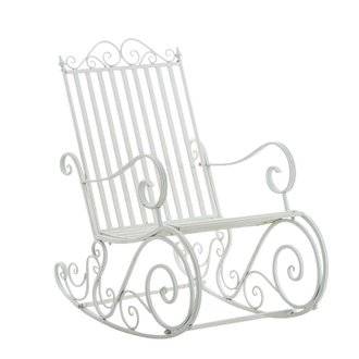 Chaise fauteuil à bascule rocking chair pour jardin en fer blanc MDJ10105
