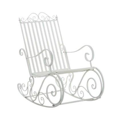 Chaise fauteuil à bascule rocking chair pour jardin en fer blanc MDJ10105 - mdj10105 - 3000249741204