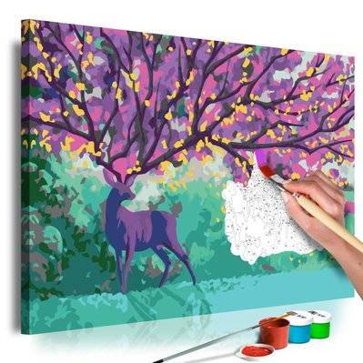Tableau à peindre soi-même peinture par numéros motif Cerf violet 60x40 cm TPN110139 - TPN110139 - 3001498869602