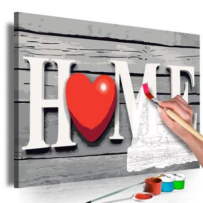 Tableau à peindre soi-même peinture par numéros motif Home with Red Heart 60x40 cm TPN110097 - TPN110097 - 3001503069607