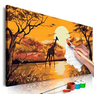 Tableau à peindre soi-même peinture par numéros motif Girafe au coucher du soleil 80x40 cm TPN110085 - TPN110085 - 3001504269600