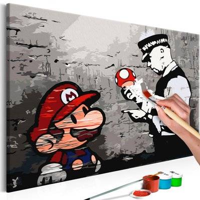 Tableau à peindre soi-même peinture par numéros motif Mario (Banksy) 60x40 cm TPN110109 - TPN110109 - 3001501869605