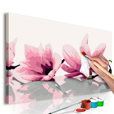 Tableau à peindre soi-même peinture par numéros motif Magnolia (fond blanc) 60x40 cm TPN110106 - TPN110106 - 3001502169605