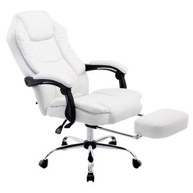 Fauteuil de bureau ergonomique en synthétique blanc avec repose-pieds et accoudoirs BUR10378 - BUR10378 - 3000043261304