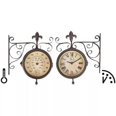 Horloge d'extérieur gare avec thermomètre Design 25x8,7x28,5 cm DEC022205 - DEC022205 - 3001316069603