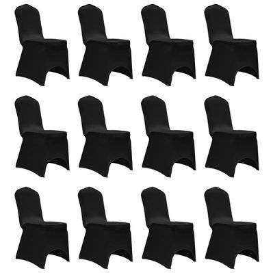 Housses élastiques de chaise Noir 12 pièces DEC022524 - DEC022524 - 3001283369607