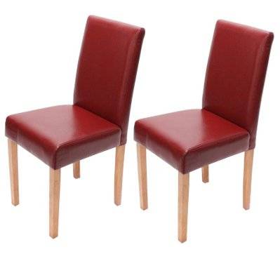 Lot de 2 chaises de salle à manger synthétique rouge pieds clairs CDS04043 - cds04043 - 3000074613431