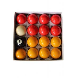 Set de 16 Boules de Billard Anglais en résine 2" (50,8mm) 7 boules jaunes, 7 boules rouges, 1 blanche et 1 noire