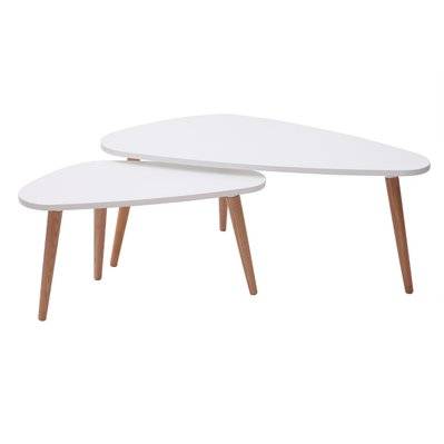 Tables basses gigognes scandinaves blanc et bois clair chêne massif (lot de 2) ARTIK - - 43082 - 3662275099201