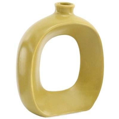 Vase en grès Oval 16 cm jaune - 52694 - 3700866343644
