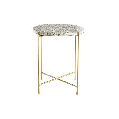 Table d'appoint design ronde en terrazzo et métal doré D40 cm MEZZO - L42.8xP42.8xH50 - 50795 - 3662275126587