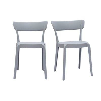 Chaises design gris clair empilables intérieur - extérieur (lot de 2) RIOS - L49xP50.5xH74.5 - 50913 - 3662275125955