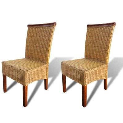 Lot de 2 chaises de salle à manger cuisine design moderne rotin naturel marron CDS020704 - CDS020704 - 3001117299780