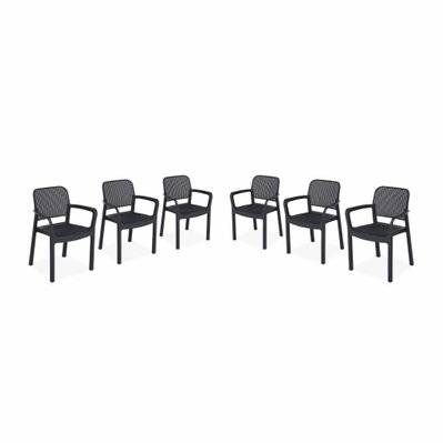 6 fauteuils de jardin en résine plastique imitation rotin - Graphite - Samanna - 3760350653635 - 3760350653635