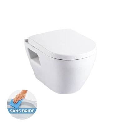 Villeroy & Boch Pack WC Bâti-support avec Cuvette Serel SM26 sans bride + Abattant softclose + Plaque chrome (ViConnectSM26-1) - 0750122359417 - 0750122359417