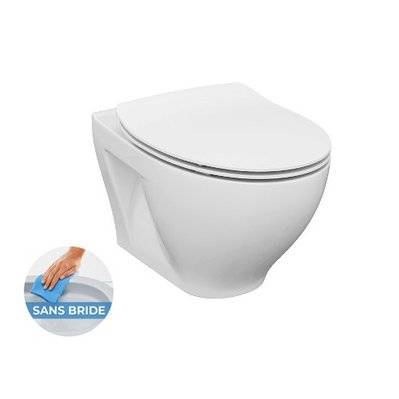 Villeroy & Boch Pack WC bâti-support + WC Cersanit Dormo sans bride + Abattant softclose + Plaque blanche (ViConnectDormo-2) - 0750122363599 - 0750122363599