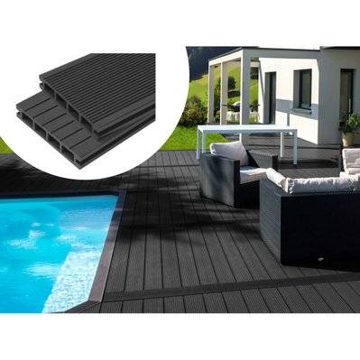 Pack 5 m² - Lames de terrasse composite alvéolaires - Gris foncé - 97641 - 3700746463592