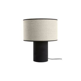 Lampe à poser bi-matière en lin et coton noir H36 cm SLOT L30xP30xH36