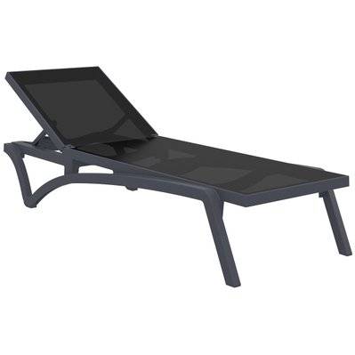 Chaise longue ajustable noire à roulettes CORAIL - 48425 - 3662275112467