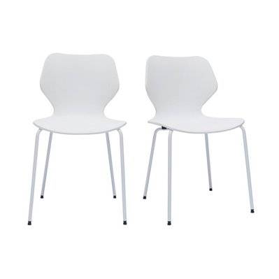 Chaises design blanches intérieur - extérieur (lot de 2) FLIP L47.5xP50xH82 - 50916 - 3662275126488