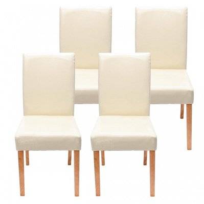 Lot de 4 chaises de salle à manger synthétique crème pieds clairs CDS04141 - cds04141 - 3000074175236