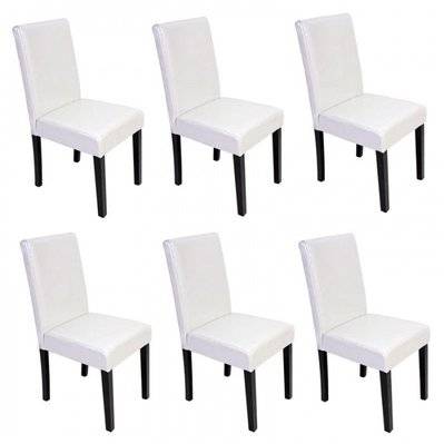 Lot de 6 chaises de salle à manger synthétique blanc pieds foncés CDS04248 - cds04248 - 3000076317733