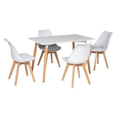 Ensemble table rectangulaire 120cm PIA et 4 chaises NORA blanc - 4545 - 3701227212241