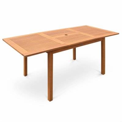Table de jardin en bois 120-180cm - Almeria - Table rectangulaire avec allonge eucalyptus  Intérieur / Extérieur - 3760247261493 - 3760247261493