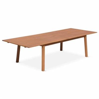 Table de jardin en bois 200-250-300cm - Almeria - Grande table rectangulaire avec allonge eucalyptus . Intérieur / Extérieur - 3760247264678 - 3760247264678