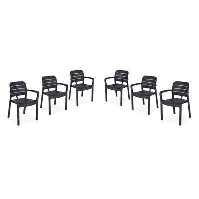 6 fauteuils de jardin en résine plastique injectée. Graphite - Tisara - 3760350653680 - 3760350653680