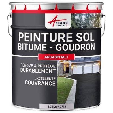 Peinture Bitume /Goudron /Enrobé - ARCASPHALT-3.75 kg  (jusqu a 7.5 m² en 2 couches) Gris - 253_26829 - 3700043410428