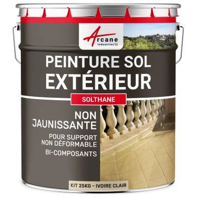 Peinture Extérieur Polyuréthane pour Sol Béton - Résistance UV - SOLTHANE-25 kg Ivoire Claire - RAL 1015 - 153_24830 - 3700043487123