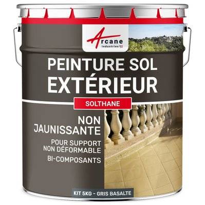 Peinture Extérieur Polyuréthane pour Sol Béton - Résistance UV - SOLTHANE-5 kg Gris Basalte - RAL 7012 - 153_24837 - 3700043487055