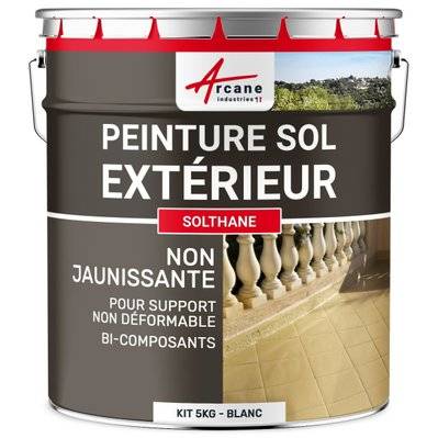 Peinture Extérieur Polyuréthane pour Sol Béton - Résistance UV - SOLTHANE-5 kg Blanc - 153_24822 - 3700043487314