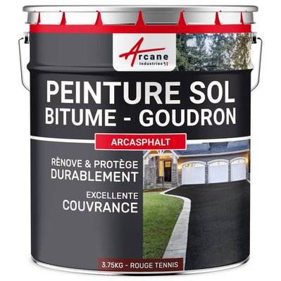 Peinture Bitume /Goudron /Enrobé - ARCASPHALT-3.75 kg  (jusqu a 7.5 m² en 2 couches) Rouge Tennis - 253_25741 - 3700043481527