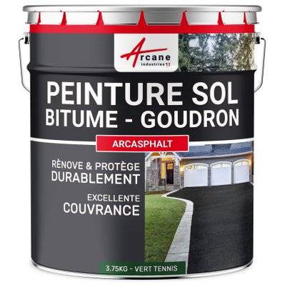 Peinture Bitume /Goudron /Enrobé - ARCASPHALT-3.75 kg  (jusqu a 7.5 m² en 2 couches) Vert Tennis - 253_25744 - 3700043481510