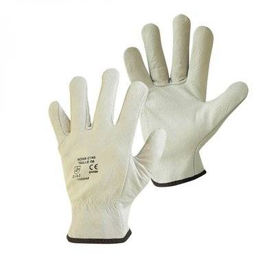 Paire de gants de protection pro cuir 100% - Taille 9 - L - Blanc - EGK1256 - 3662348032296