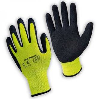 Paire de gants de protection pro travaux en polyamide et mousse de latex - Taille 9 - L - Jaune