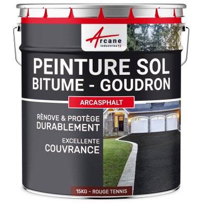 Peinture Bitume /Goudron /Enrobé - ARCASPHALT-15 kg (jusqu'à 30 m² en 2 couches) Rouge Tennis - 253_31089 - 3700043482265