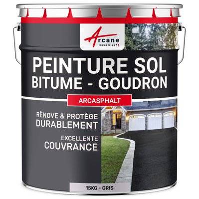 Peinture Bitume /Goudron /Enrobé - ARCASPHALT-15 kg (jusqu'à 30 m² en 2 couches) Gris - 253_31092 - 3700043482296